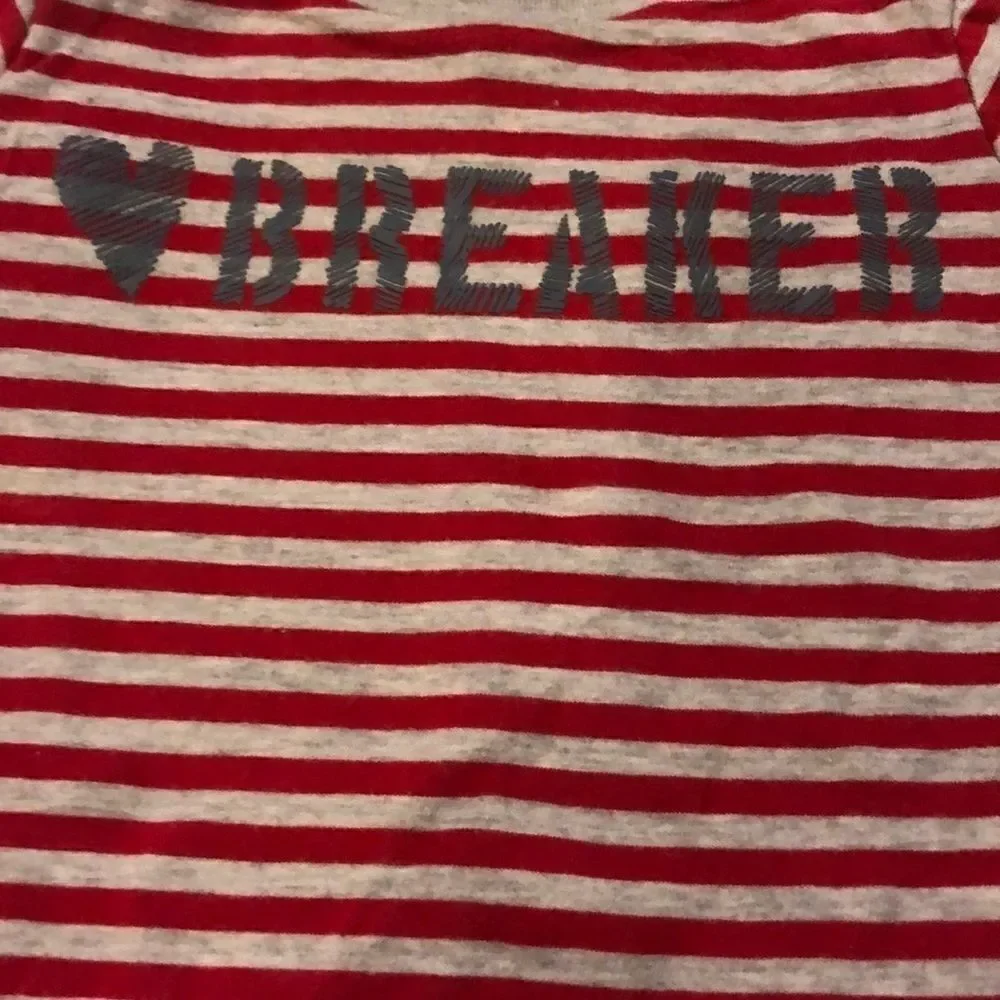 Baby Gap Grey & Red Striped Heartbreaker Onesie